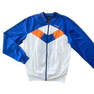 Adidas Vintage Track Jacket Unisex Sz Small Blue/White/orange Embroidered Jersey